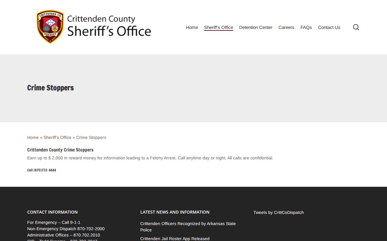 Crittenden County most wanted confidential Crime Stoppers tip information