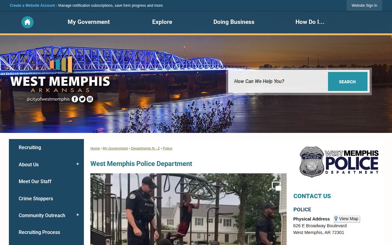 West Memphis Police Department arrest records source in Crittenden County